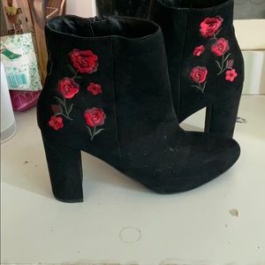 Rose petal ankle boots